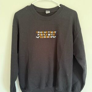 Gildan Black Crewneck Sweater with Halloween Graphic
